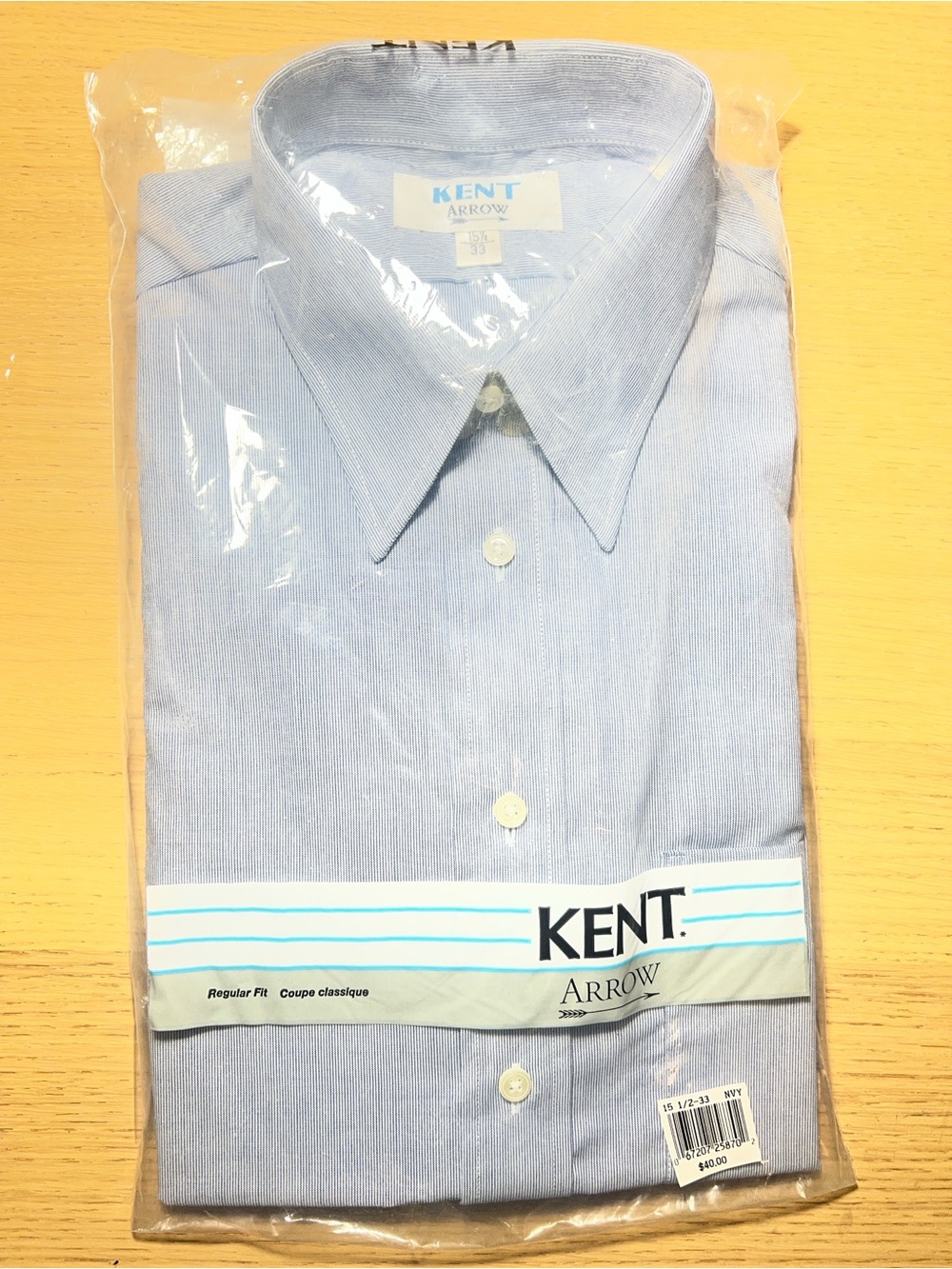 VTG Arrow Kent Blue Striped Dress Shirt 15.5 32 NWT Vintage 70s 80s MCM